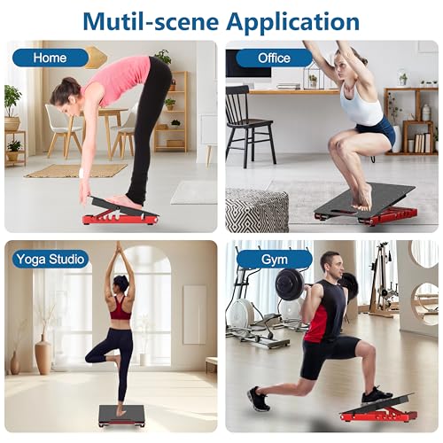 Adjustable Steel Slant Board for Calf Stretching, 5 Angles, 650 lb - color: Red+black