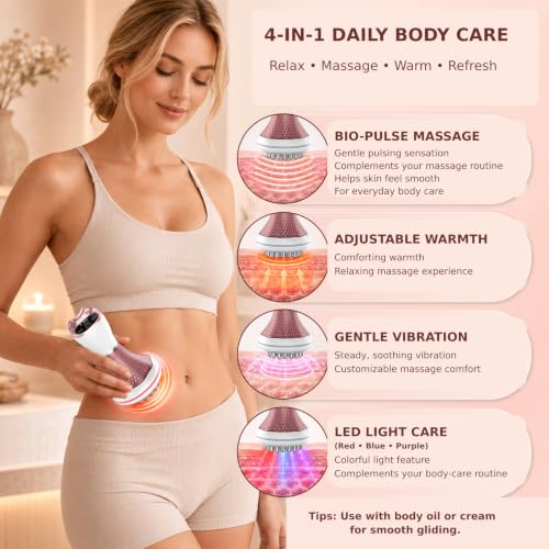Lymphatic Drainage Massager, Anti-Cellulite Massage Tool, Pink