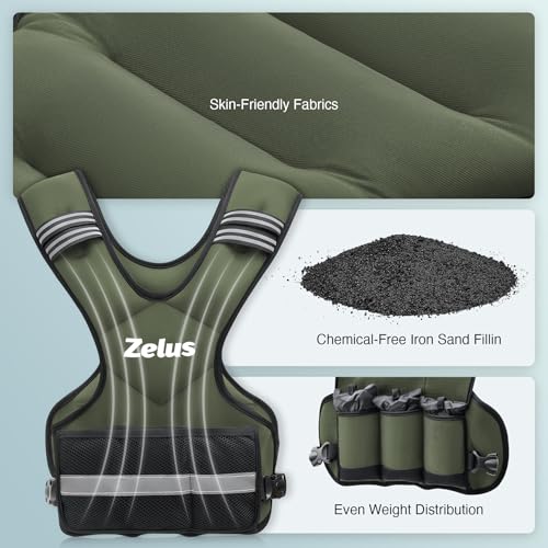 ZELUS Weighted Vest for Men Women,Adjustable 4-32lb Vest, Removable Weights - color: Green, size: 20-32 lb.