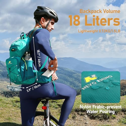 N NEVO RHINO Hydration Backpack, 18L Hiking Backpack with 3L Water Bladder - color: 04 Green