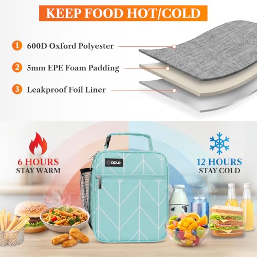 opux Insulated Lunch Box Kids & Adults, Leakproof Soft Cooler Bag, Teal - color: Teal