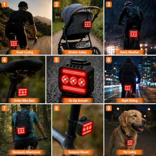 Bike Lights Front and Back Set for Night Riding,Rear Bicycle Light - color: Black, size: 4Pack