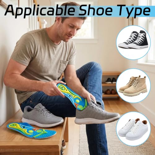 Plantar Fasciitis Insoles for Men & Women, Arch Support Inserts - size: Men 9.5-12/Women10.5-13