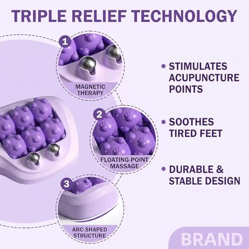 Dual Foot Massage Roller for Plantar Fasciitis Relief Purple - color: Purple