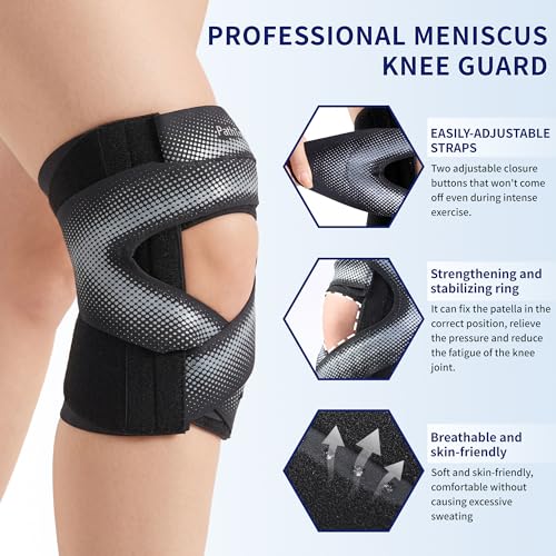 Knee Brace for Men and Women, Dual X-Straps and 4 Side Stabilizers - color: Black, size: X-Large