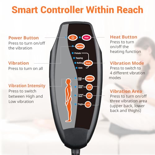 CARSHION 10 Vibrating Massage Nodes Back Massager Chair Pad for Pain Relief - color: Black-10vibration Motor