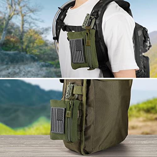 FRTKK 2 Pack Tactical Compact EDC Pouches Military Molle Utility Pouch Accessories Organizer Pouch Coin Purse Keychain Pocket Credit Card Holder Waist Pack - color: Army green 3