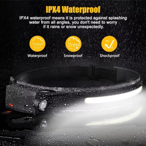 Headlamp Rechargeable 3PCS, 230° Wide Beam Head Lamp LED with Motion Sensor for Adults - Camping Accessories Gear, Waterproof Head Light Flashlight for Hiking, Running, Repairing, Fishing, Cycling - size: 3 Pack