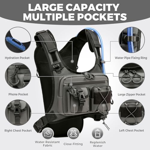 Criuage USA Patent Running Hydration Vest Backpack, Lightweight Chest Pack with 2.0L Water Bladder Bag Daypack for Hiking Running Cycling Race Marathon for Women Men - color: Grey