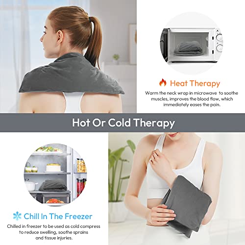 Microwavable Heating Pad with Washable Cover, 8 x 18 Microwave Heating Pad for Neck and Shoulders, Moist Heat Bean Bag Warm Compress for Knee, Joints, Wrist, Abdomen (Dark Gray) - color: 8 X 18" Dark Gray - 1 Pack