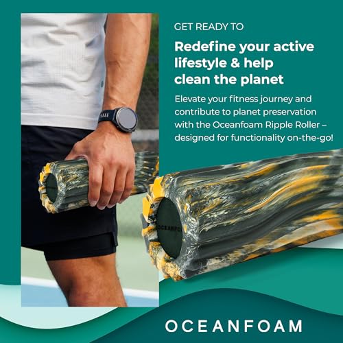 Oceanfoam Ripple Roller, Small Foam Roller (Hunter, Gold & Natural Marbled) - color: Hunter, Gold & Natural Marbled