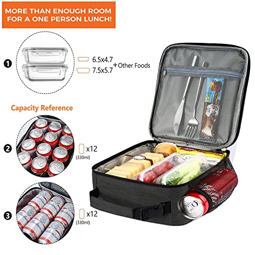 ZM-YOUTOO Lunch Box for Men - Reusable Lunch Bag Men Adult Women- Insulated Small LunchBox (Depth Gray) - color: Depth Gray