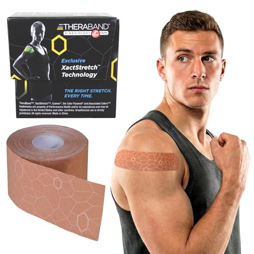 THERABAND Kinesiology Tape, Knee, Athletic, Shoulder, Roll, 2", Beige/Beige - color: Beige/Beige, size: 2" x 16.4, style: 1 Roll
