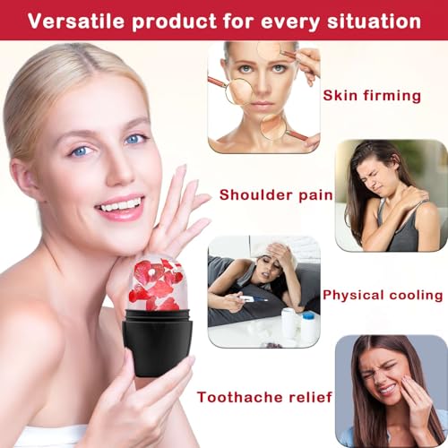 XHJRI Ice Face Roller Massager,Ice Cube Roller for Face, Eyes and Neck Naturally Conditioning and Skin Care,De-Puff Eye Bags,Reduce Migraine Pain,Reusable Massage Silicone Ice Mold (New Black White) - color: New Black White