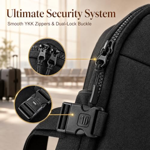 Simptech Crossbody Sling Bag - RFID Blocking Anti-Theft Chest Pack - 500D Nylon Fanny Pack, Hidden Pocket & Cut-Resistant Strap for Running, Travel & Everyday Workout - color: Black Plus