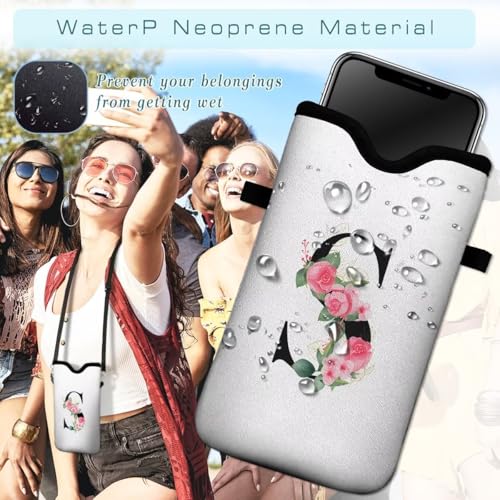 Cell Phone Sleeves Bag Case Crossbody Neoprene Holder Lanyard Phone Pouch for Women Men 7.5 X 4.5 Inches - Letter_S - color: Letter_S