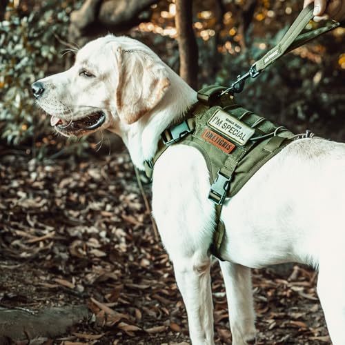 OneTigris Tactical Dog Harness with Handle No-Pull Adjustable for Small Dog - color: Green, size: XX-Small