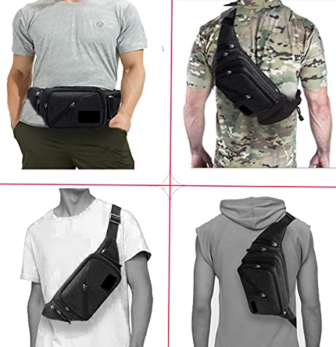 Concealed Carry Pistol Waist bag Tactical Conceal Carry Pistol Bag Fanny Packs Handgun Holster Pouch with Bottle&Gun Holder Fits 1911 Glock etc - color: Black