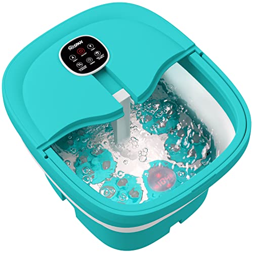 Collapsible Foot Spa Electric Rotary Massage with Heat, Bubble, Remote - color: Sky Blue