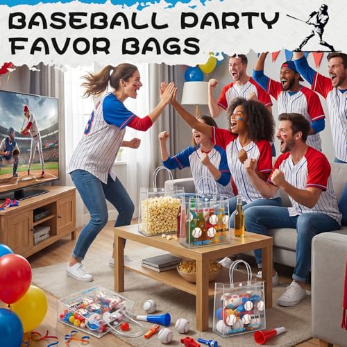 Aliceset 12 Pcs Baseball Gift Bags Bulk with Handles - style: Baseball