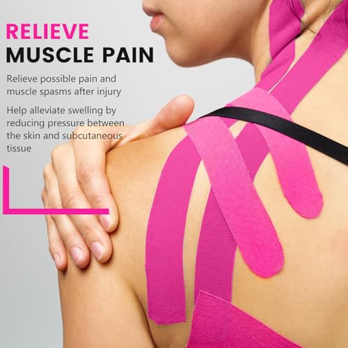5 Rolls Rose Red Kinesiology Tape, 2 inch x 16.4 Feet Kinetic Tape - color: Rose Red