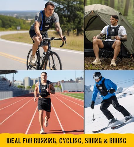 Elite Hydra Running Chest Pack w/ Phone Holder Touch Friendly, Camera Pocket for Men/Women Lightweight Hydration Vest Chest Rig w/ Water Bladder for Marathon, Cycling, ADV Camping, Skiing - size: Large