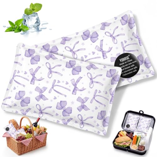 VIHOSE 2 Pcs Ice Packs for Lunch Box Bag - color: Purple, style: Bow
