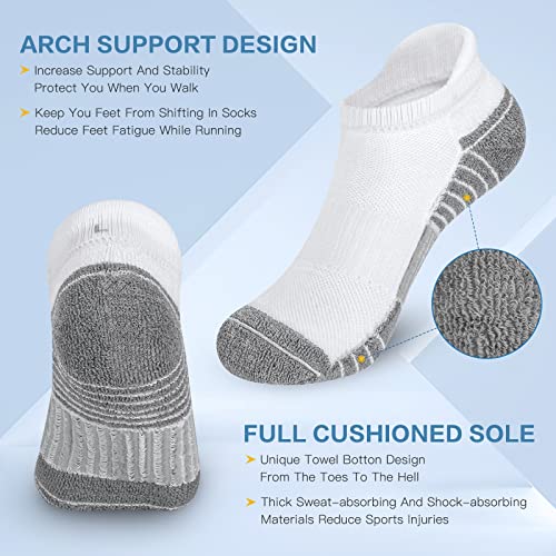 Felicigeely Athletic Running Ankle Socks Cushioned Low Cut Men Women 6 Pack - color: S7-stripe White, size: 6-9