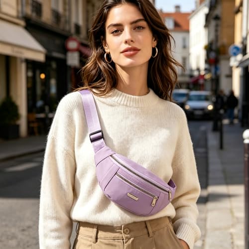 Fanny Pack Crossbody Bags for Women, Waist Pack for Running Sports Travel - color: D Purple