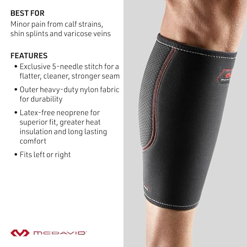 McDavid Calf Compression Sleeve for Men and Women – Latex-Free Light Support for Shin Splints, Varicose Veins, Calf Strains – for Running, Walking, Hiking - size: Medium