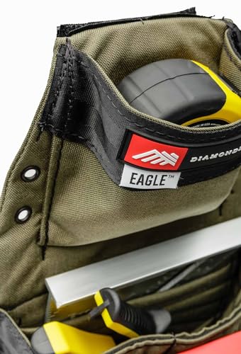 The Diamondback Eagle Tool Pouch - Modular Utility Pouch for 4" Tool Belts - Ideal Carpenter & Electrician Tool Pouch for Nuts, Punches & Fasteners - style: Ranger Green - Left Side