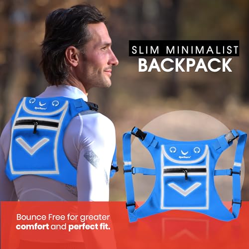 Runtasty Running Mini Backpack Vest for Men & Women, Reflective Phone Holder, Fits Any Phone & iPad Mini, Lightweight Gear - color: Sky Blue