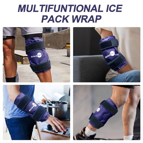 AiricePac XXL Ice Pack Wrap Around Knee After Surgery, Reusable Gel Large Ice Pack for Injuries, Pain Relief, Swelling, Sports Injuries, 1 Pack Blue - style: XXL 1 PACK