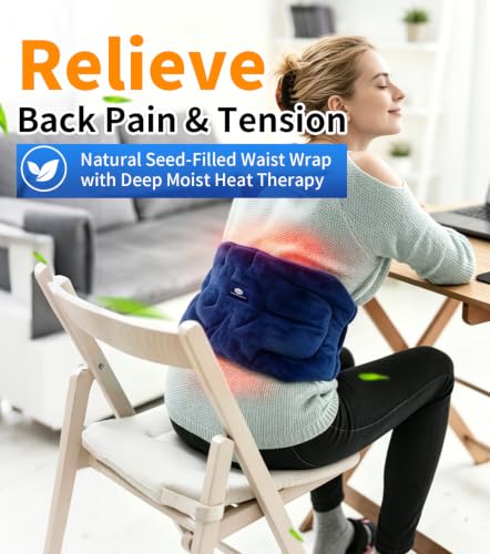 UNCN Microwave Moist Heating Pad for Back Pain Relief, Sciatica Recovery, Portable Neck & Shoulder Heating Pad, Microwavable Hot Therapy for Lumbar Cramps, Waist Warm Compress Heat Pack for Men Women