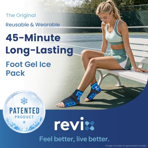 REVIX Foot Ankle Ice Pack Wrap, Gel Ice Packs for Feet Discomfort, 2 Packs