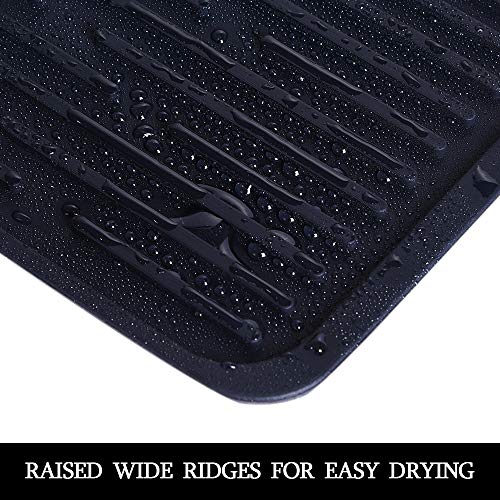 Dish Drying Mat, Silicone, Black, Solid, Rectangular, 16"x7.8"x0.2" - color: M+ (15.3" x 7.8") Black