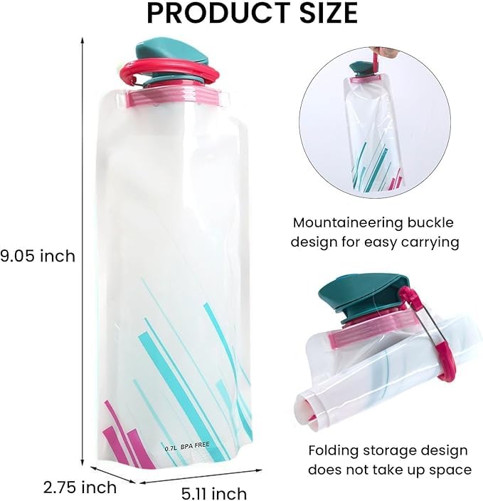 Collapsible Water Bottle, Compact Folds Flat for Hydration on the Go - color: White