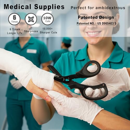 MEUUT Medical Scissors 2-Pack Trauma Shears for Nurses All Purpose Scissors - color: Black+black