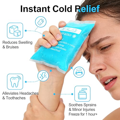Gel Ice Packs, Cold Packs for Injury Recovery, Cold Compress for Pain Relief, Hot Cold Pack Relieves Inflammation, Arthritis for Headache, Ankle, Neck (Teal (4 Pack), 5×5 inch (13×13cm))
