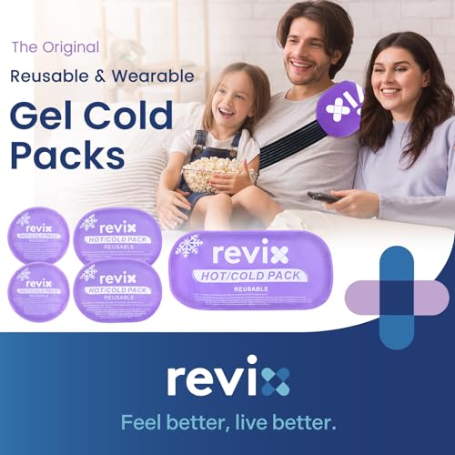 REVIX Ice Packs for Injuries, 5 Pack Hot & Cold Gel for Knee & Back, Purple - style: Purple-5 Pack