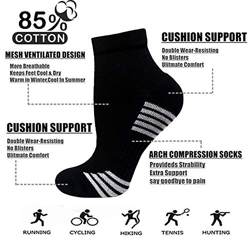 Iseasoo Ankle Compression Socks for Women Men, 5 Pairs Copper Running Socks - color: A06-5 Multicoloured, size: Small-Medium
