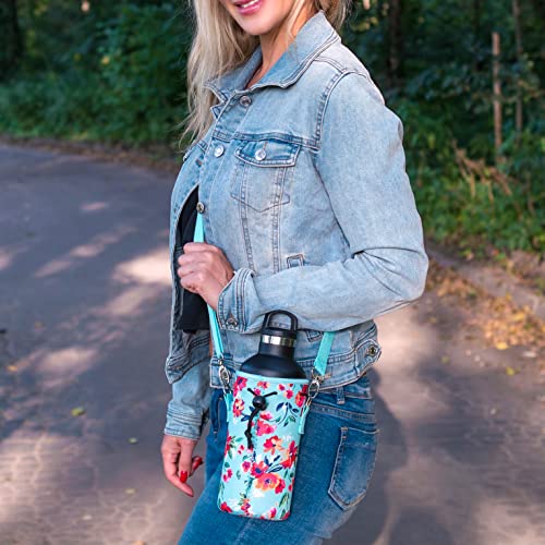 Made Easy Kit Neoprene Water Bottle Carrier Holder with Adjustable Shoulder Strap for Insulating & Carrying Water Container Canteen Flask Available in 5 Sizes (Black, Small 12oz) - color: Black, size: Small 12oz