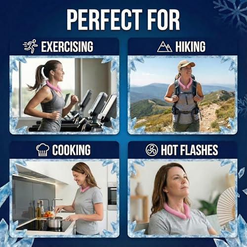 CoolTimeUSA Neck Cooling Tube - Reusable Neck Ice Ring Cooler Wrap, Pink - color: Pink