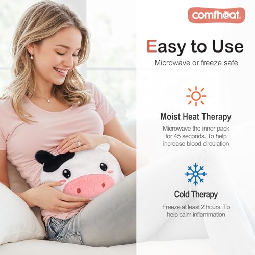 Cow Microwave Heating Pad for Period Cramps, Moist Heat Pack - style: Cow