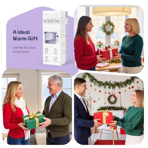 Heating Pad for Period Cramps, Upgraded Wrap Heating Pad for Back Pain Relief, Large 12''x 24''Heat Pad +26" Belt Adjustable 4 Timer 6 Heat Level Auto Shut Off, Christmas Birthday Gifts for Women Mom - color: Light Purple
