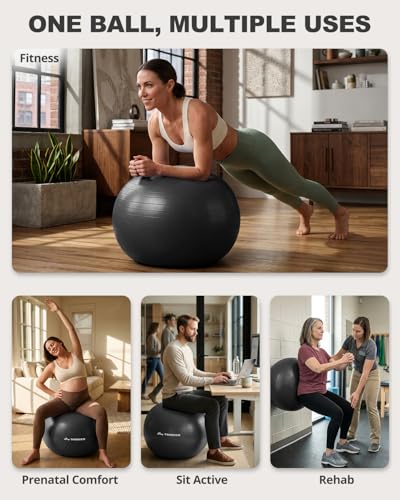 Trideer Yoga Ball for Exercise, Pregnancy, Exercise Ball, Pump Included - color: Black, size: XXL (31-33ines / 78-85cm) (Pack of 2)