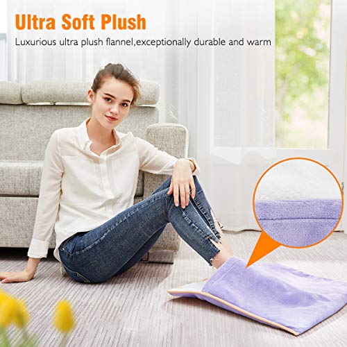 Foot Warmer Electric, Extra Large Heat Therapy Wrap, Ultra Soft Flannel Heating Pad for Feet, Abdomen, Cramp, Office, Under Desk, Home Use, Auto Off, 22" x 20" - Light Purple - color: Light Purple
