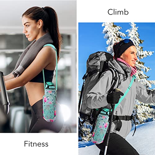 32 oz Water Bottles with Strap & Straw, Sport Motivational Water Bottles - color: Spring Bouquet