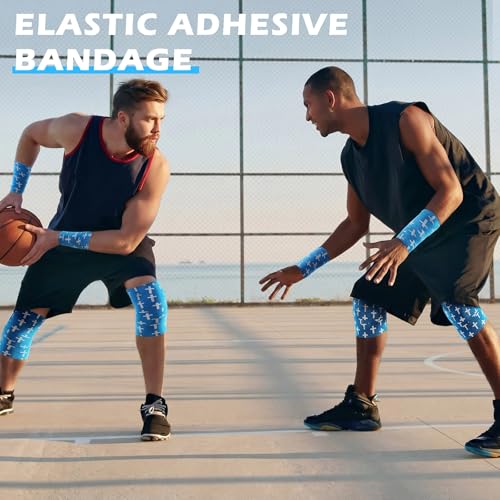 TrelaCo 2 Pack Cross Athletic Tape 2 in x 15 FT Self Adherent Wrap, Blue - color: Blue, size: Cross