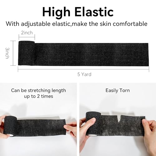 Self Adhesive Bandage Wrap,Bandage Tape,Medical Tape,Vet Tape - color: Black, size: 3inch*16rolls